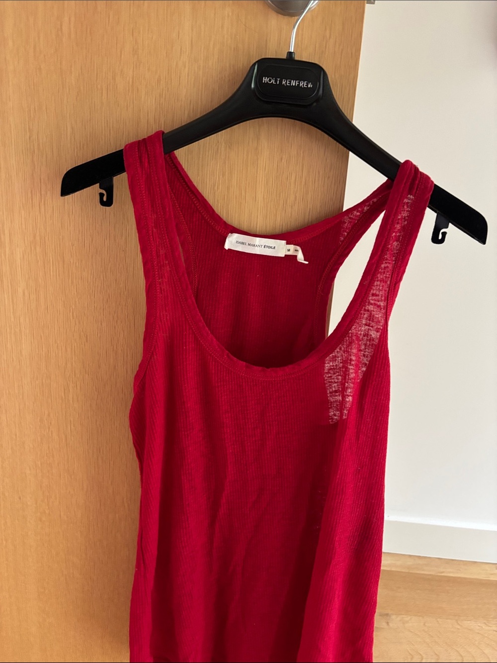 Isabel Marant Étoile Red Ribbed Scoop Tank Top